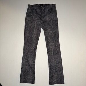 VTG Guess Snakeskin Print Pants 32 Grey Cotton Spandex Slim Flare Y2K Grunge